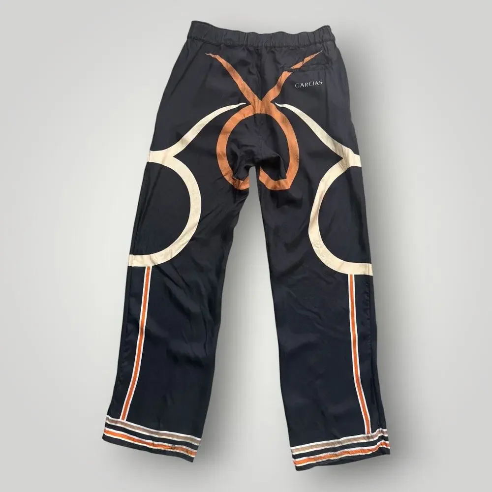 GARCIAS Men’s Bull-Logo Silk Trousers sz M